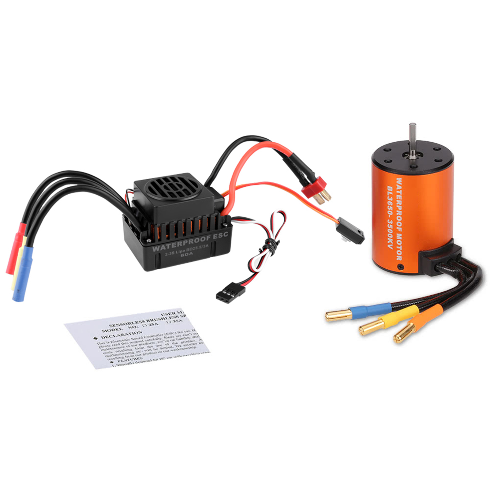 Esc Waterproof 60A - Upgrade Waterproof 3650 3500KV Brushless Motor