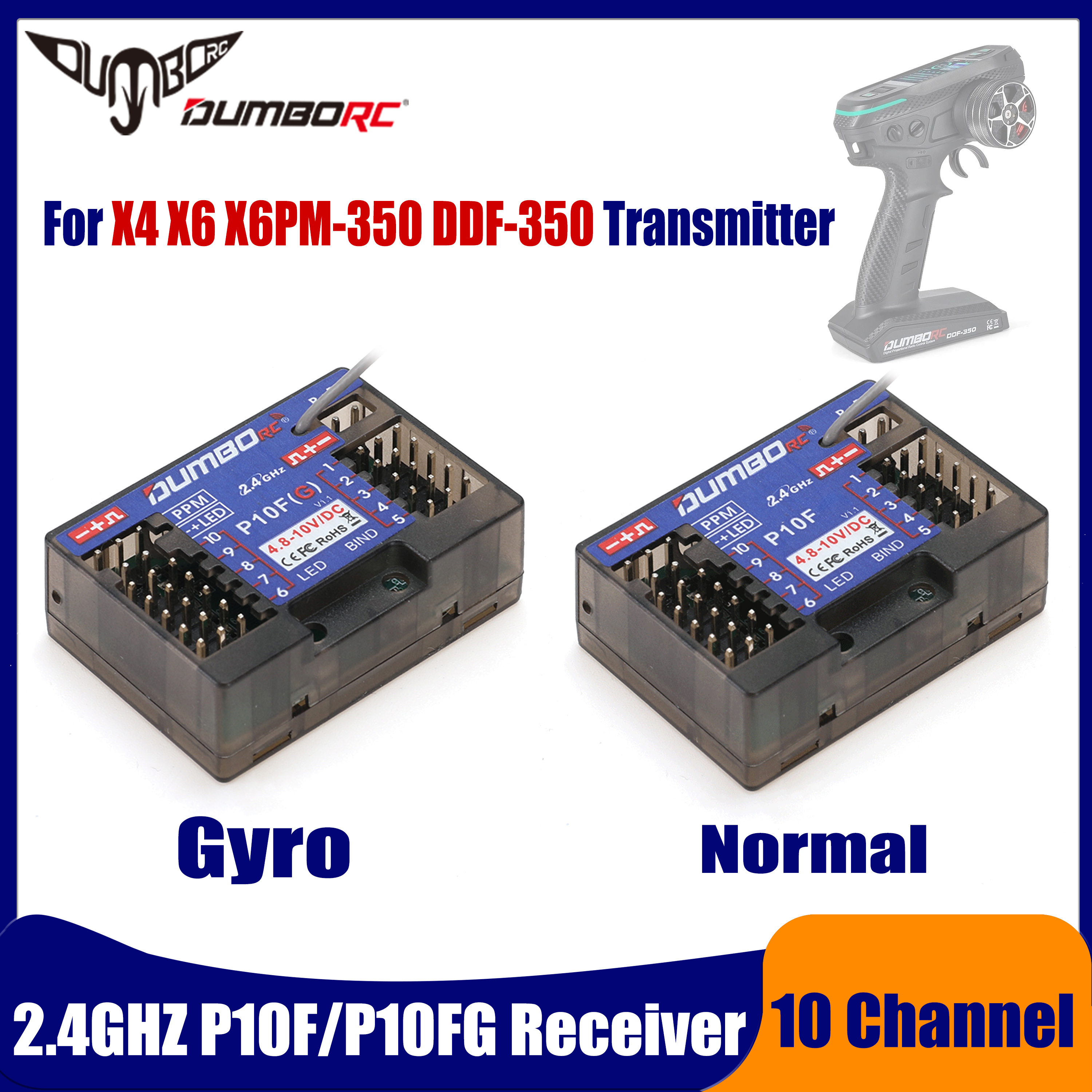 Rc Hobbyking - DUMBORC 2.4G 10CH P10F/P10FG Gyro Receiver